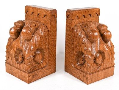 Lot 186 - Robert Thompson the Mouseman: an oak pair of...