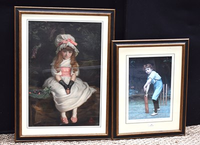 Lot 541 - Two pears print one of a boy playing cricket...