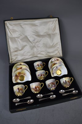 Lot 89 - A cased set of Royal Worcester coffee cans and...
