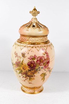Lot 68 - A Royal Worcester crown top blush ivory pot...