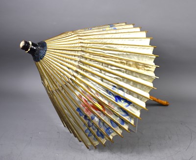 Lot 370 - An antique bamboo and silk Chinese parasol,...