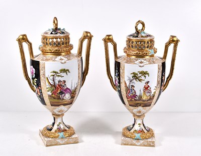 Lot 53 - A pair of Helena Wolffson vases, decorated...