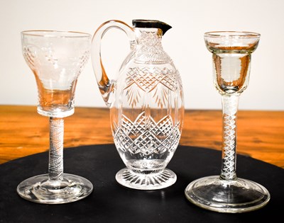Lot 65 - An 18th century Irish cordial glass with air...