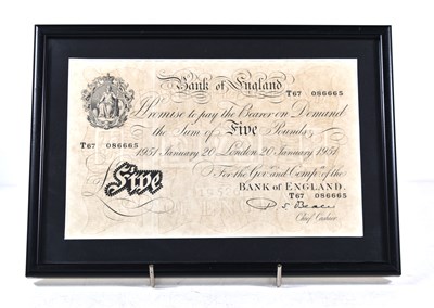 Lot 240 - A Bank of England "White Fiver" five pound...