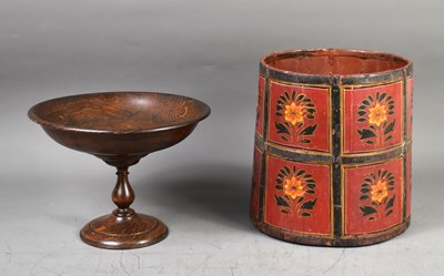 Lot 174 - An oak pedestal fruit bowl together with a...