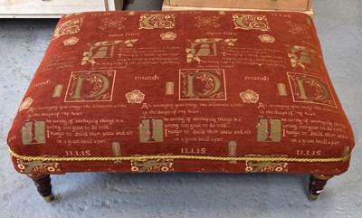 Lot 554 - A large footstool upholstered in a red fabric...