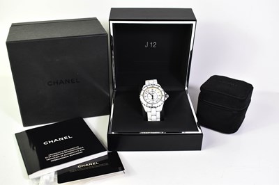Lot 2 - A Chanel white ceramic J12 Automatic Diamond...