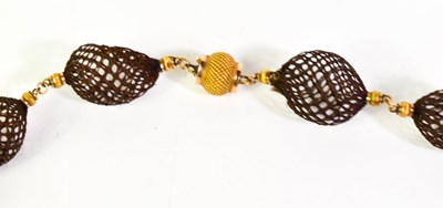 Lot 2 - A Victorian mourning hair work necklace, with...