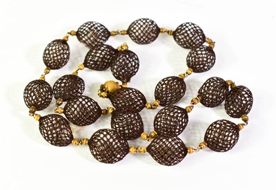 Lot 2 - A Victorian mourning hair work necklace, with...