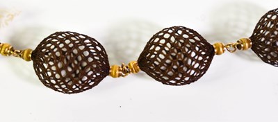 Lot 2 - A Victorian mourning hair work necklace, with...