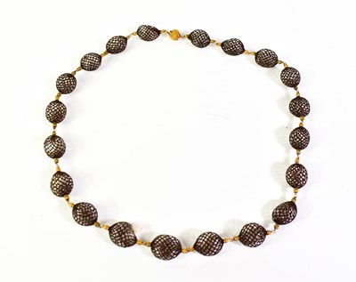 Lot 2 - A Victorian mourning hair work necklace, with...