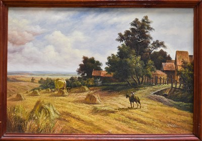 Lot 138 - P. Wilson (20th Century): gathering the wheat,...