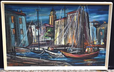 Lot 275 - Tapozte, (20th century); Stylised harbour...