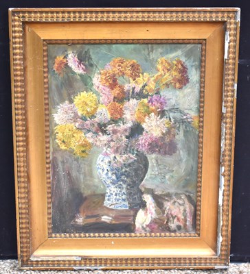 Lot 256 - A 19th century still life of flowers in a blue...
