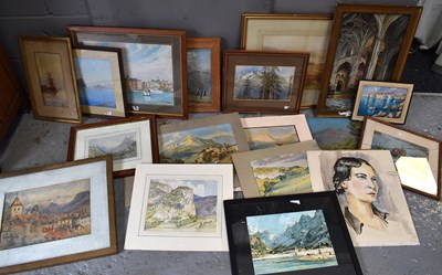 Lot 408A - A large group of watercolour landscapes...