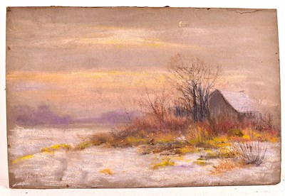 Lot 449 - O. Raw (19th century): Bleek snowy landscape,...