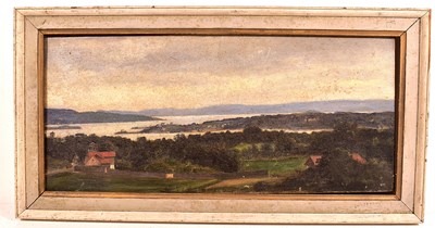 Lot 447 - A 19th century Continental lake landscape,...