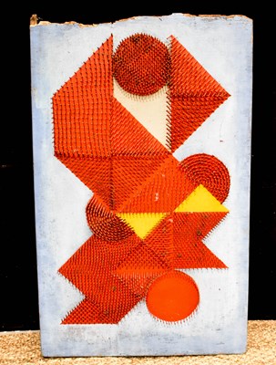 Lot 522 - A 20th century pin art modern painting on...
