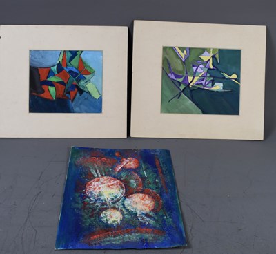 Lot 487 - Three 20th century abstract paintings, gouache...