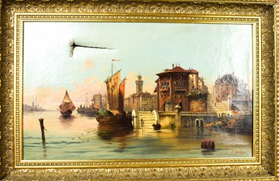 Lot 494 - F. Herink (19th century): Continental town on...