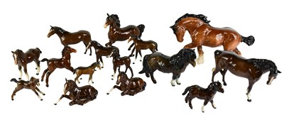 Lot 237 - A Beswick pottery Shire Horse, Shetland pony...