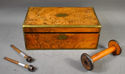 Lot 366 - A Victorian burr walnut and brass bound...