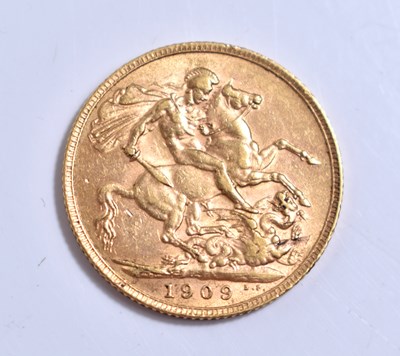 Lot 7 - An Edward VII full gold sovereign, dated 1909.