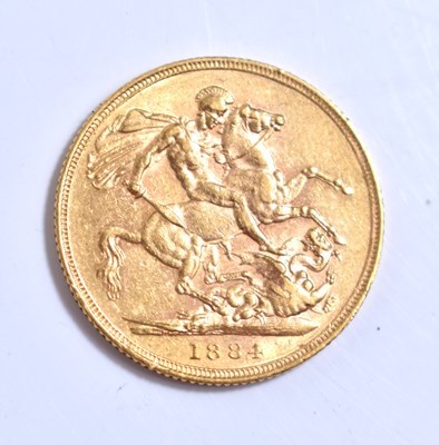 Lot 8 - A Queen Victoria full gold sovereign, dated 1884.
