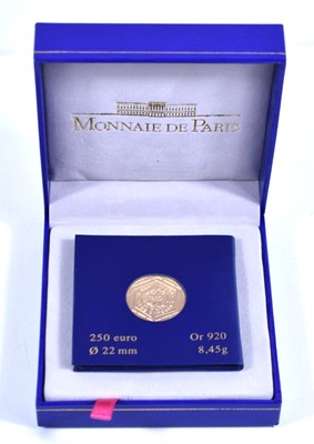 Lot 10 - A Monnaie de Paris 22ct gold 250 Euro coin,...