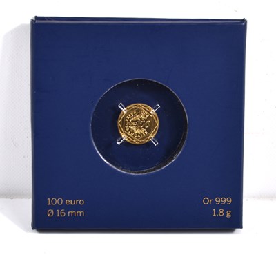 Lot 37 - A Monnaie de Paris 24ct gold 100 Euro coin, 1.8g.