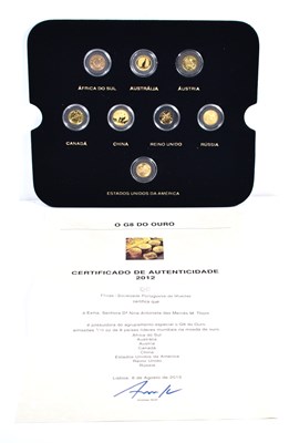 Lot 19 - A set of eight 24ct gold 1/10oz gold coins,...