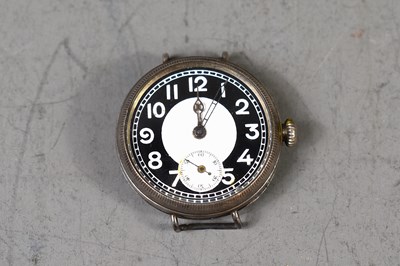 Lot 288 - A WWI period trench watch, silver case with...