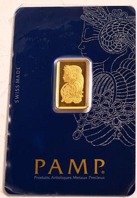 Lot 1 - A Pamp "Lady Fortuna" 24ct gold bar, 5g.