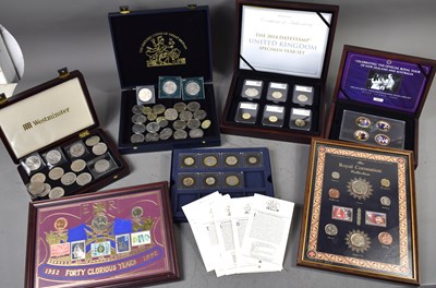 Lot 29 - A group of coins to include a framed Royal...