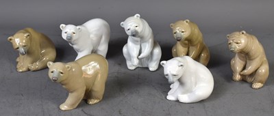 Lot 200 - A group of Lladro porcelain polar and brown...