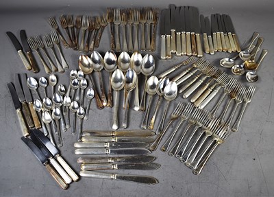 Lot 128 - A group of Old English pattern silver plated...