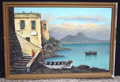 Lot 477 - A 20th century oil on board painting depicting...