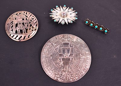 Lot 67 - A group of Mexican silver brooches to include...
