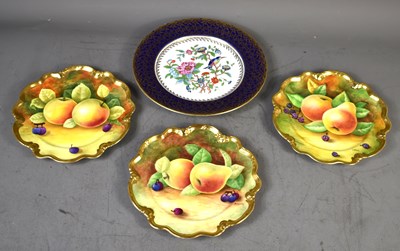 Lot 191 - A group of three Coalport cabinet plates, hand...