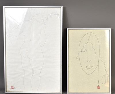 Lot 478 - Two original ink drawings, nude study and a...