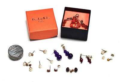 Lot 59 - A group of silver and gold earrings to include...