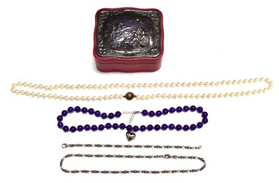 Lot 54 - A vintage leather and silver clad jewellery...