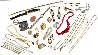Lot 49 - A group of costume jewellery to include gold...