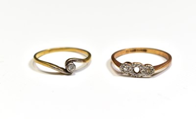 Lot 90 - Two 18ct gold rings, a/f, size N and size P/O,...