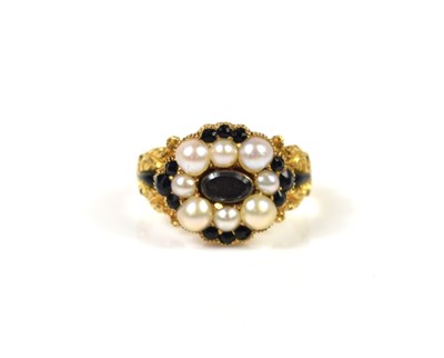 Lot 215 - A Georgian 18ct gold, pearl and black stone...
