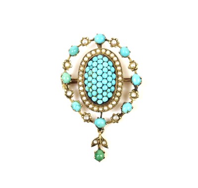 Lot 9 - A Victorian style gold, turquoise and seed...
