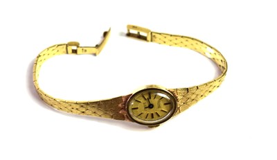 Lot 108 - A Rone 9ct gold ladies wristwatch, baton dial,...