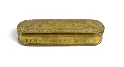 Lot 358 - An 18th century Dutch brass tobacco box....