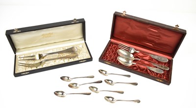 Lot 344 - A pair of 800 silver double prong forks,...
