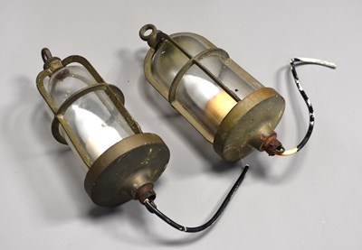 Lot 517 - A pair of vintage brass nautical ship bulkhead...